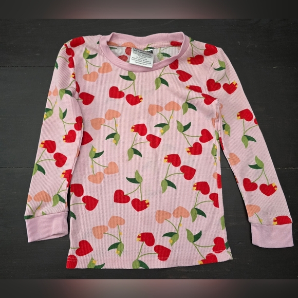 Lily & Dan Girls XS Valentines Cherry Hearts Long Sleeve Flannel Pajamas EUC - Picture 2 of 6